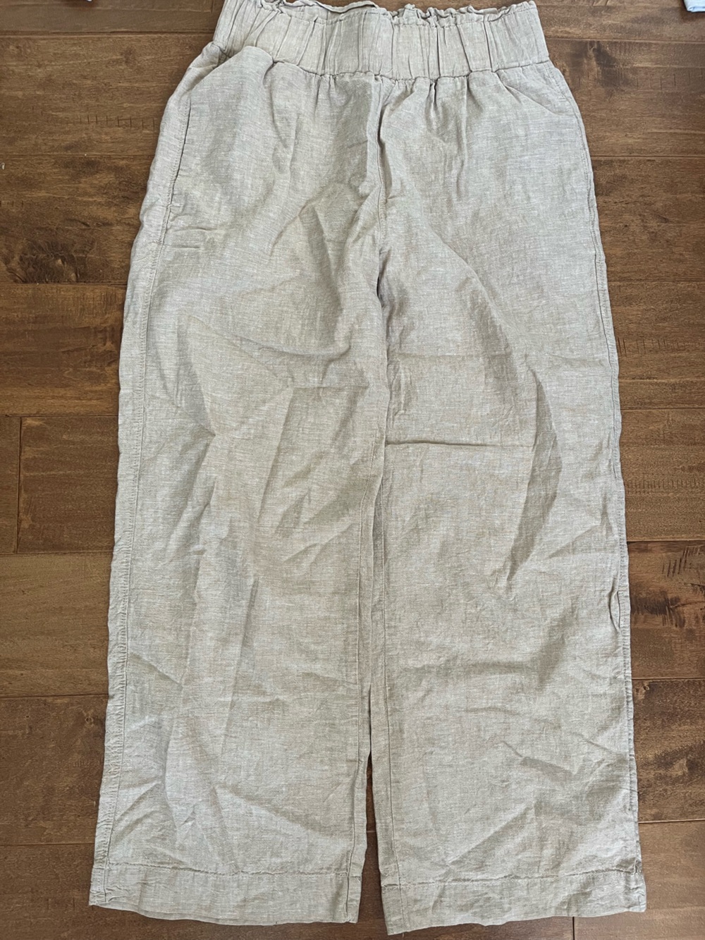 Joe Fresh Light Beige Wide-Leg Elastic Waist Pants